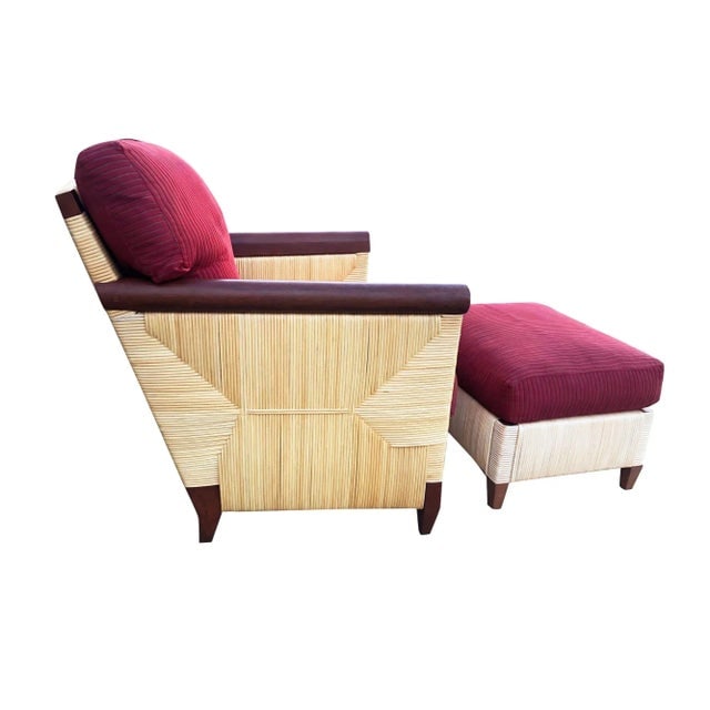 Donghia Rattan Lounge Chair & Ottoman by John Hutton, the Merbau Collection - 3