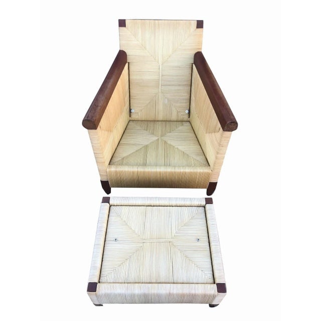 Donghia Rattan Lounge Chair & Ottoman by John Hutton, the Merbau Collection - 5