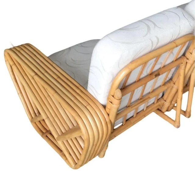 Restored MCM 6-Strand Square Pretzel 3 Seat Rattan Corner Sofa W/ Table - 7