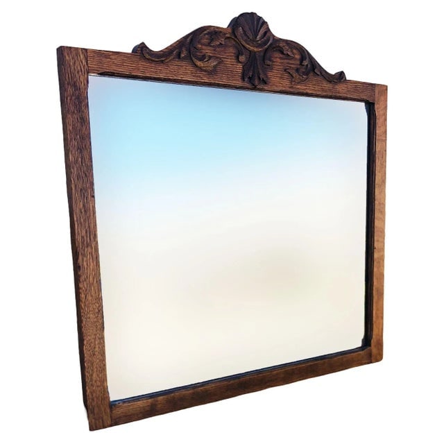 1900s Edwardian Clawfoot Oak Wall Mount Vanity With Mirror - 4