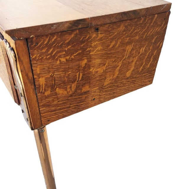 1900s Edwardian Clawfoot Oak Wall Mount Vanity With Mirror - 5