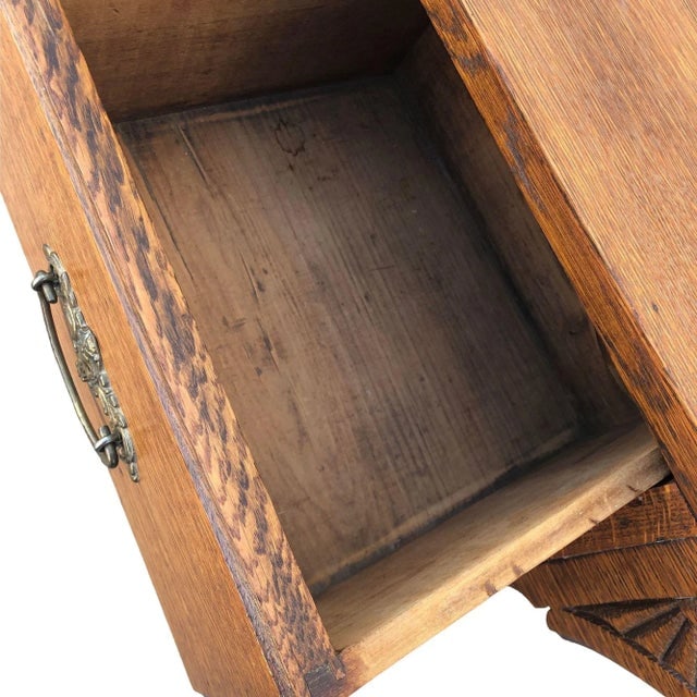 1900s Edwardian Clawfoot Oak Wall Mount Vanity With Mirror - 7