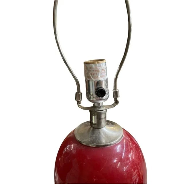 90s Pair of Red Ceramic Tear Drop Shaped Table Lamp With Acrylic Base - 4