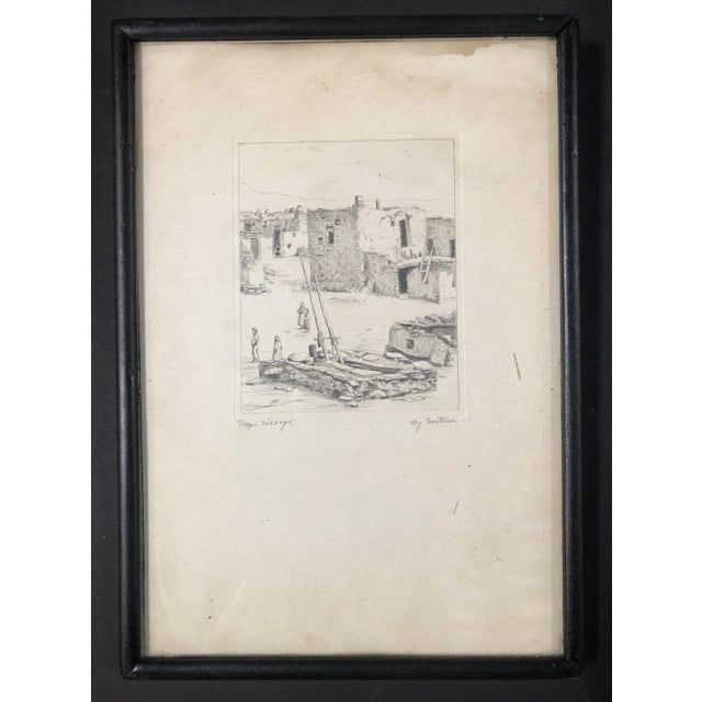 Vintage Etching of Hopi Village by Kiva H. Fortier - 3