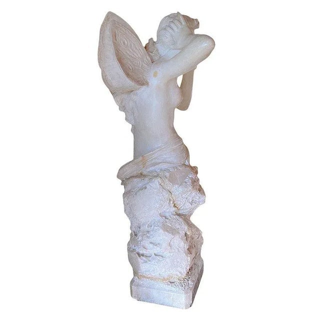 Late Victorian French Hand Carved Psyche Goddess Marble Statue, Signed - 5