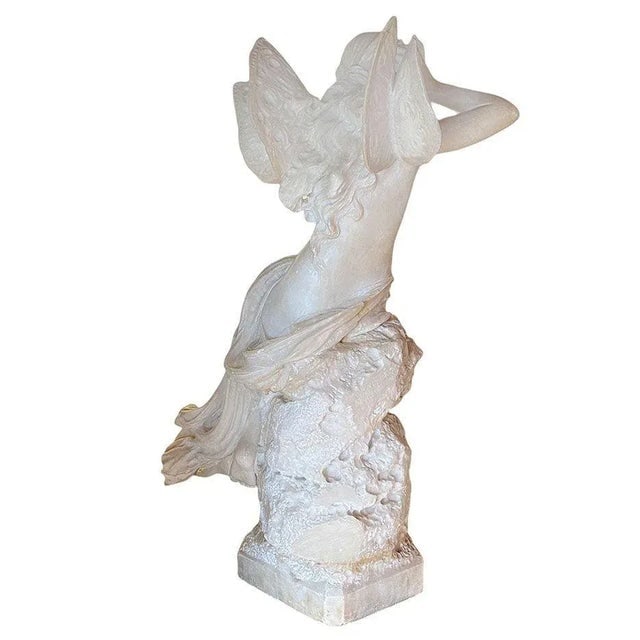 Late Victorian French Hand Carved Psyche Goddess Marble Statue, Signed - 7