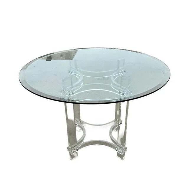 Mid-Century Lucite & Glass Round Dining Table by Charles Hollis Jones - 2