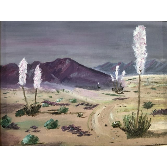 1950s Mid Century Desert Scenic Landscape Oil on Board in Original Frame, Signed - 2