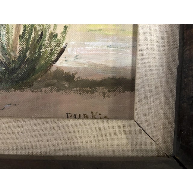 1950s Mid Century Desert Scenic Landscape Oil on Board in Original Frame, Signed - 3