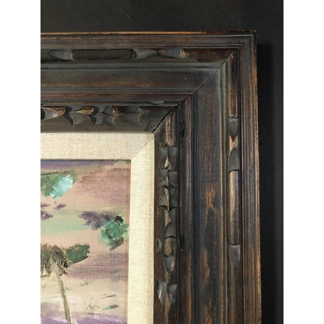 1950s Mid Century Desert Scenic Landscape Oil on Board in Original Frame, Signed - 4