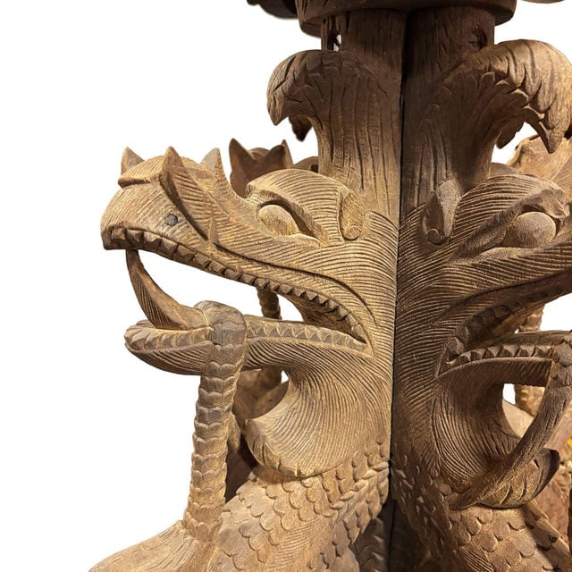 Anglo Indian Bombay Carved Serpent Wooden Blackwood Plant Stand - 4