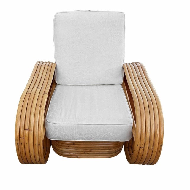 1940s Restored Rattan Six-Strand Shelf Arms Sofa and Chair Set - 8