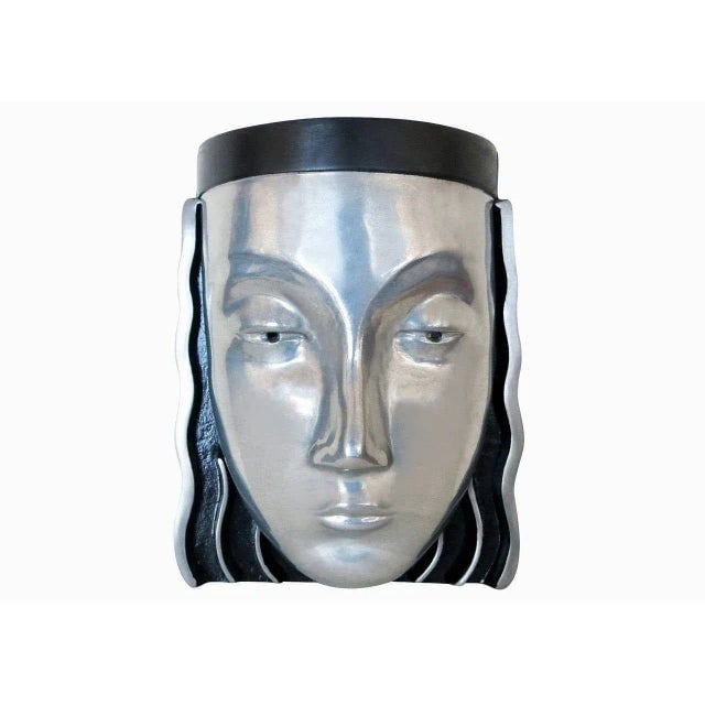 1970s Art Deco Style Female Face Mask Wall Sconce - a Pair - 3