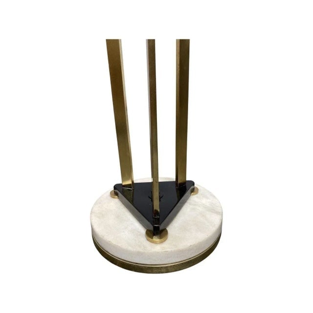 1980s Memphis Style Brass Chrome and Marble Torchiere Floor Lamp - 5