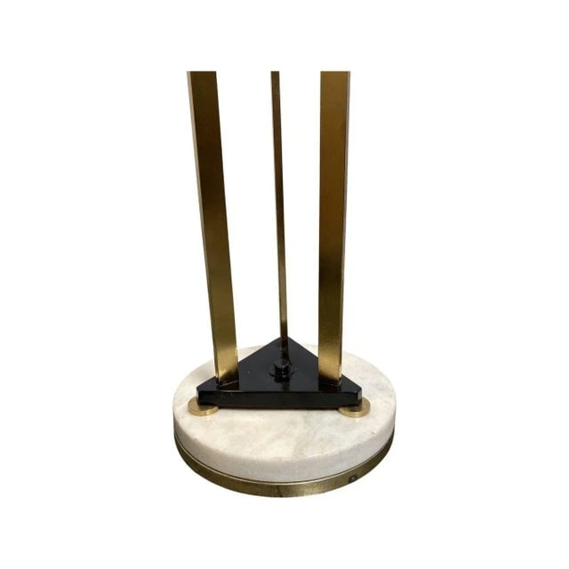 1980s Memphis Style Brass Chrome and Marble Torchiere Floor Lamp - 6