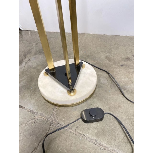 1980s Memphis Style Brass Chrome and Marble Torchiere Floor Lamp - 7