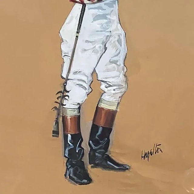 1950s Pastel on Paper Horse Racing Jockey by Hagulaton - a Pair - 4