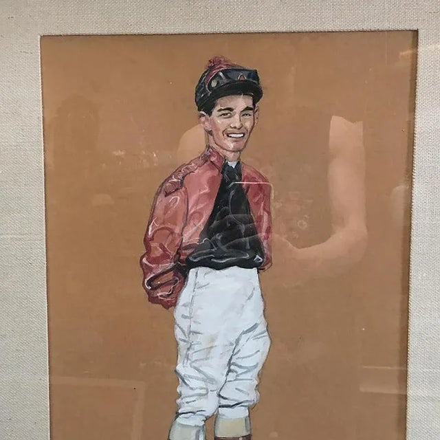 1950s Pastel on Paper Horse Racing Jockey by Hagulaton - a Pair - 7
