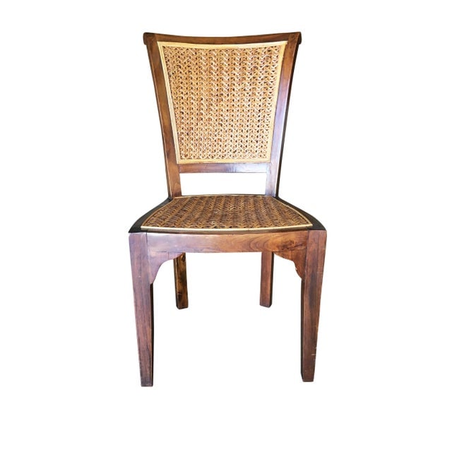 High Style Mid Century Mahogany Dining Chair W/ Woven Wicker Seat - 2