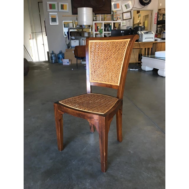High Style Mid Century Mahogany Dining Chair W/ Woven Wicker Seat - 4