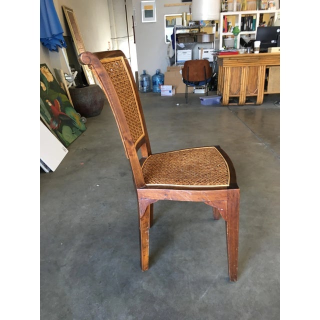 High Style Mid Century Mahogany Dining Chair W/ Woven Wicker Seat - 5