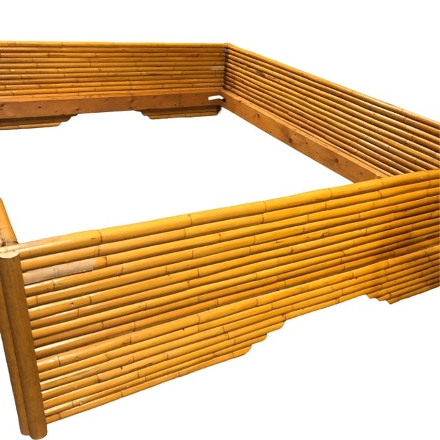 Restored Mid-Century Stacked Rattan Bed Full Sized Bed Frame - 3