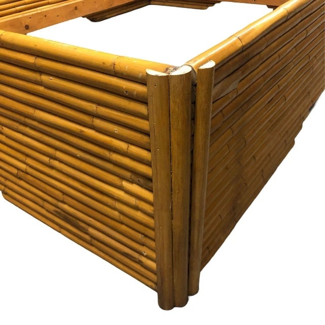 Restored Mid-Century Stacked Rattan Bed Full Sized Bed Frame - 4