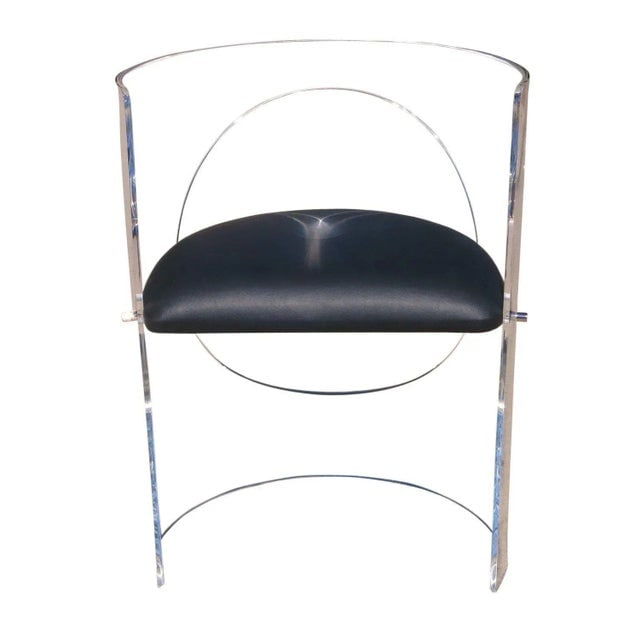 Charles Hollis Jones Floating Seat Lucite Chairs, Signed - 2