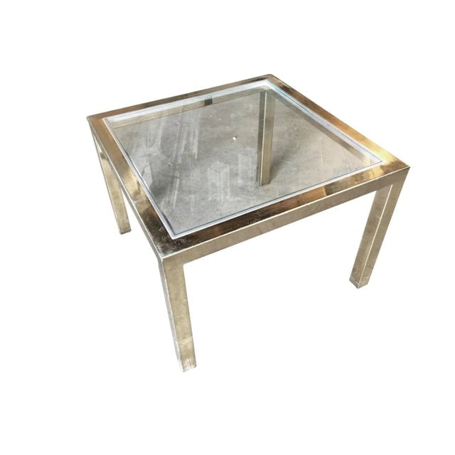 Milo Baughman Style Brass Glass Top Side Table - 2
