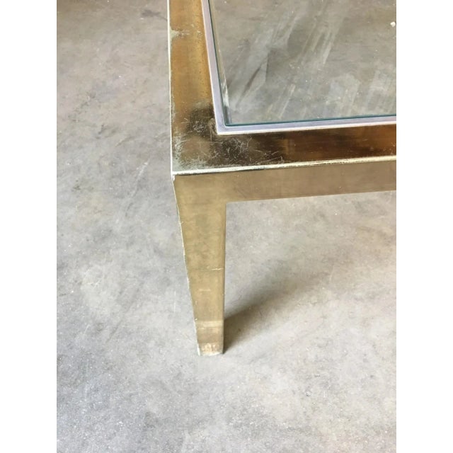 Milo Baughman Style Brass Glass Top Side Table - 6