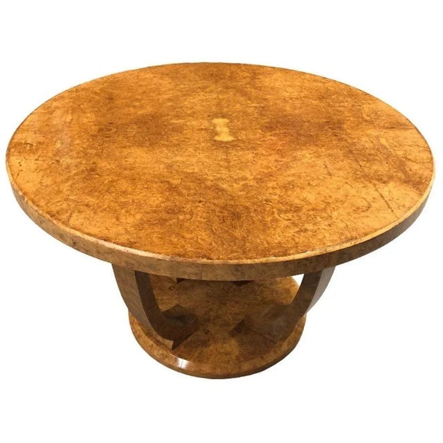 1930s Restored Art Deco Jules Leleu Style Round Oak Burled Wood Table - 2
