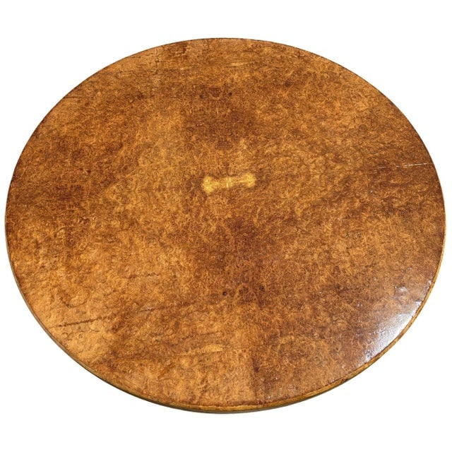 1930s Restored Art Deco Jules Leleu Style Round Oak Burled Wood Table - 4