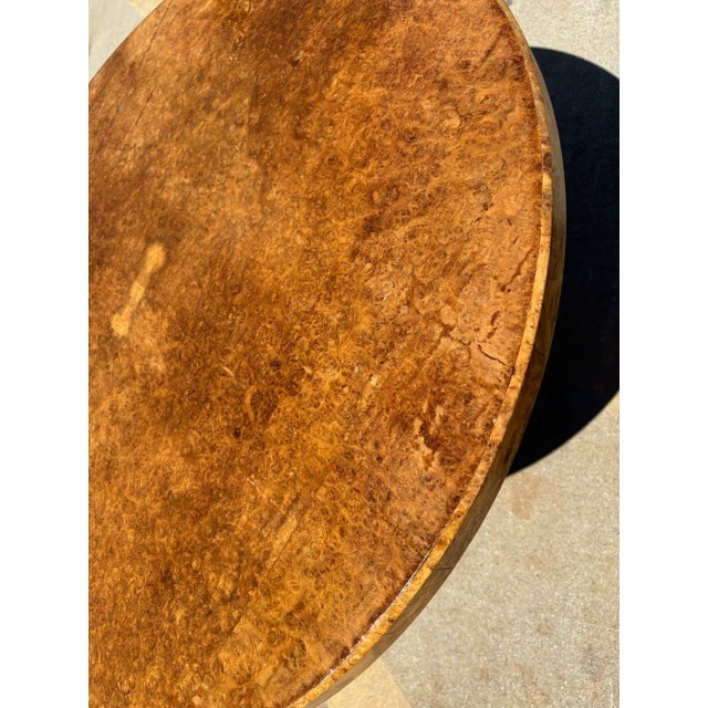 1930s Restored Art Deco Jules Leleu Style Round Oak Burled Wood Table - 6