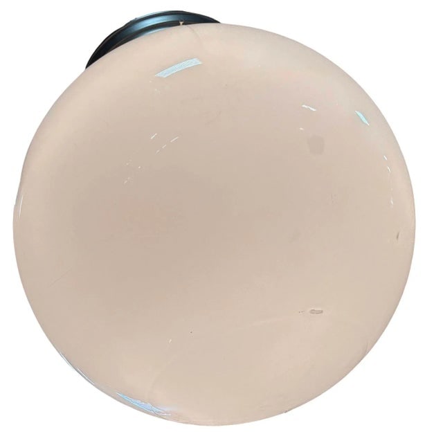 Art Deco Milk Glass Globe Shade Pendant With Nickel Plate Fitter, by Ray-Lite - 4
