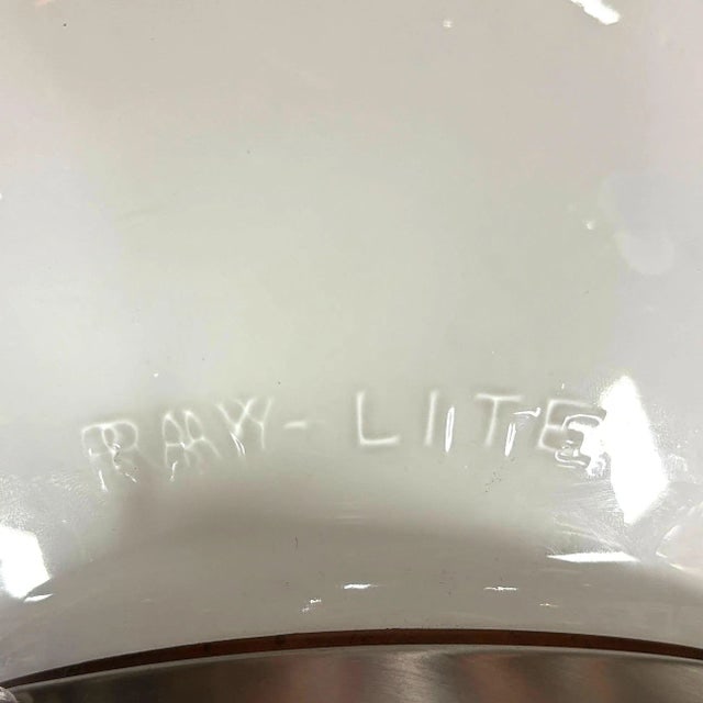 Art Deco Milk Glass Globe Shade Pendant With Nickel Plate Fitter, by Ray-Lite - 5