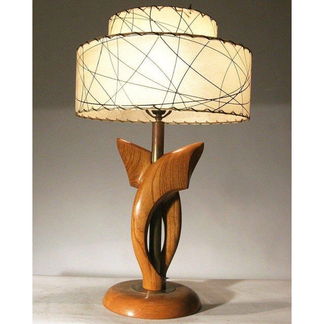 1950s Mid-Century Modern Yasha Heifetz Free-Form Oak and Brass Table Lamps - a Pair - 7