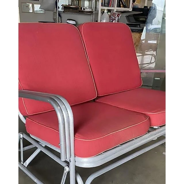 Aluminum Patio/Outdoor Sled Base Rocking Slinder Loveseat Sofa - 2