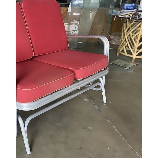 Aluminum Patio/Outdoor Sled Base Rocking Slinder Loveseat Sofa - 4