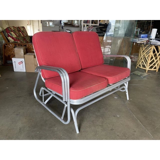 Aluminum Patio/Outdoor Sled Base Rocking Slinder Loveseat Sofa - 5