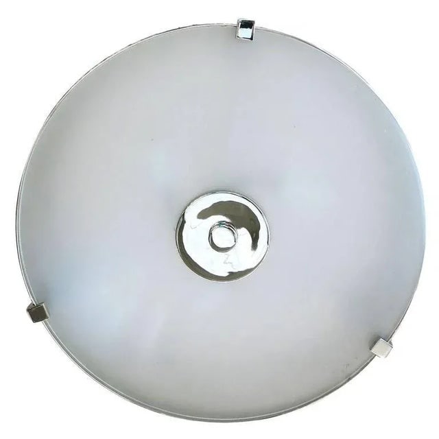 Chrome Drum Chandelier with Frosted Glass Shade - 5