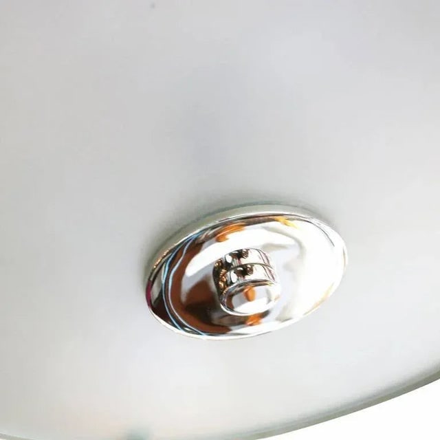 Chrome Drum Chandelier with Frosted Glass Shade - 6