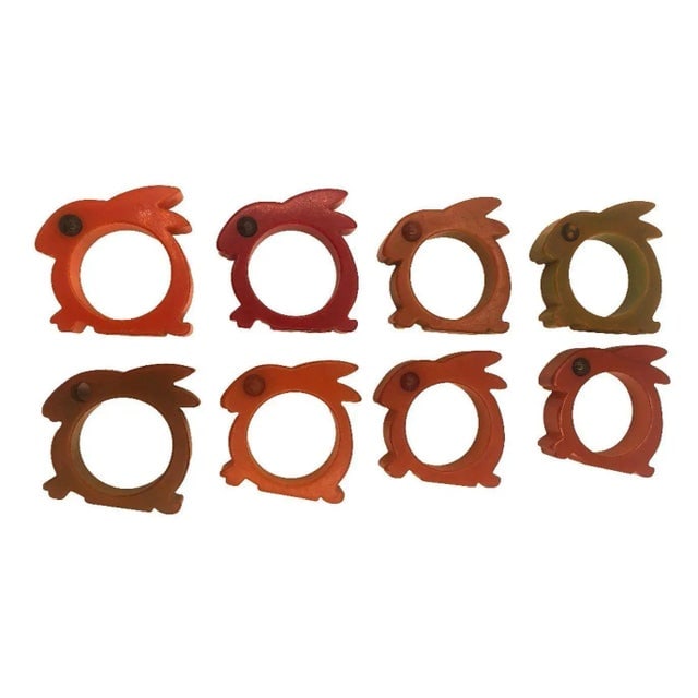 1960s Art Deco 1930's Butterscotch Bakelite Rabbit Napkin Holders Set of 8 - 3