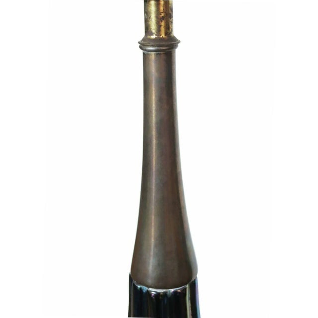 Modernist Iridized Art Glass Lamp With Brass Base - 3