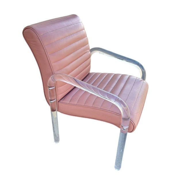 Lucite and Leather Lounge Chairs Designed by Leon Frost for Lion in Frost, Signed in Lucite - 3