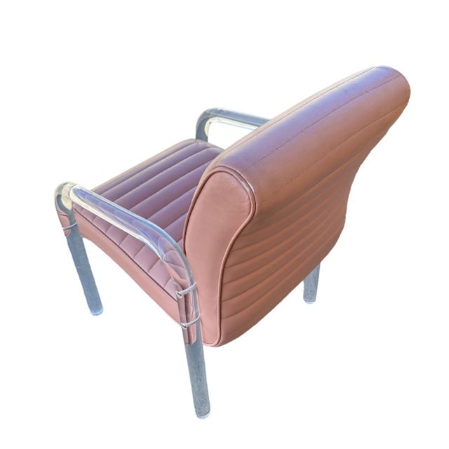Lucite and Leather Lounge Chairs Designed by Leon Frost for Lion in Frost, Signed in Lucite - 7