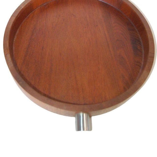1960s MCM Danish Teak Salad Serving Tray W/ Machined Handles by Cobblewood Lundtofte - 4