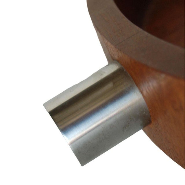 1960s MCM Danish Teak Salad Serving Tray W/ Machined Handles by Cobblewood Lundtofte - 5