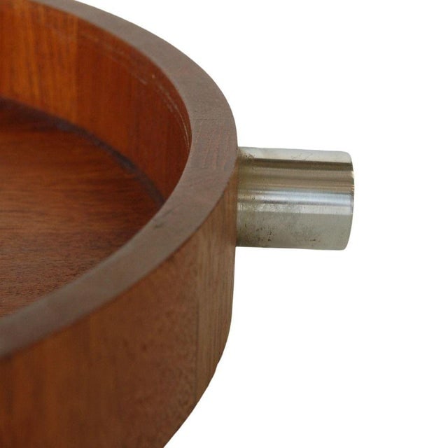 1960s MCM Danish Teak Salad Serving Tray W/ Machined Handles by Cobblewood Lundtofte - 6
