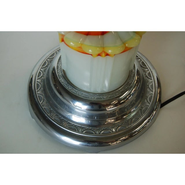 Art Deco Agate Glass and Chrome Lightup Illuminating Side Table - 5
