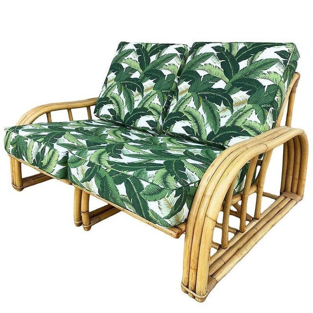 Restored Rattan 3-Strand Sectional Settee Sofa by Paul Laszlo for Ficks Reed - 3
